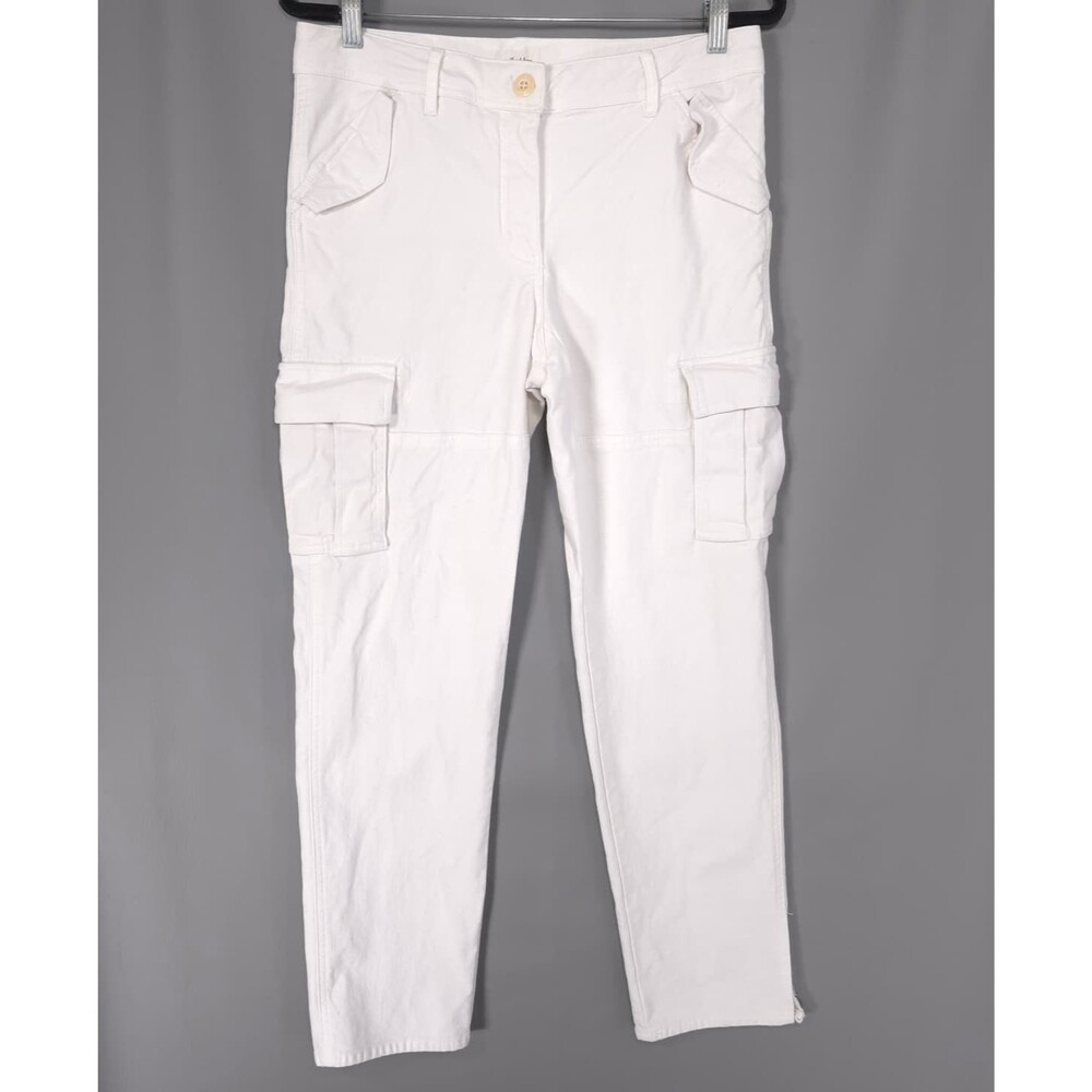 ARITZIA WILFRED FREE Women's Jeans Cargo 10 White High-Rise Stretch Straight